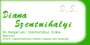 diana szentmihalyi business card